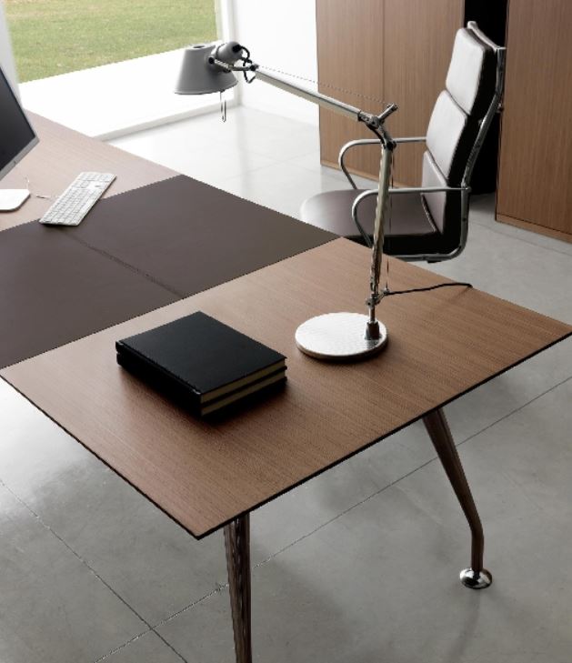 Bureau Infinity cuir et bois