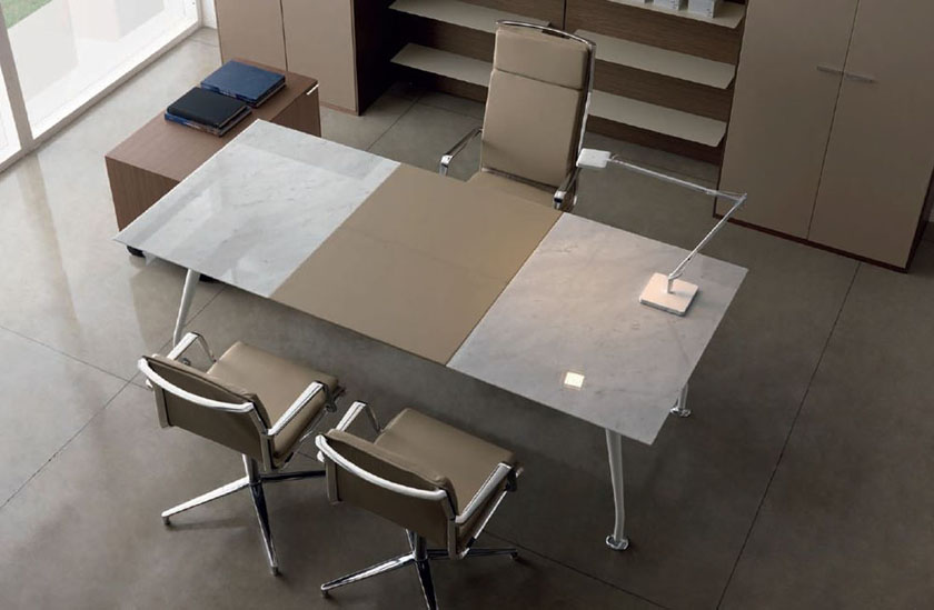 Bureau Cuir et Marbre Infinity