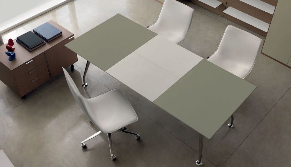 Bureau Cuir Bicolore et Chrome