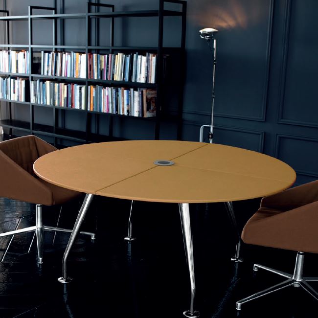  Table ronde de réunion en cuir