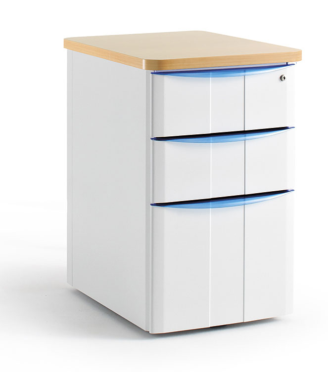 Caisson 3 tiroirs hauteur bureau avec top