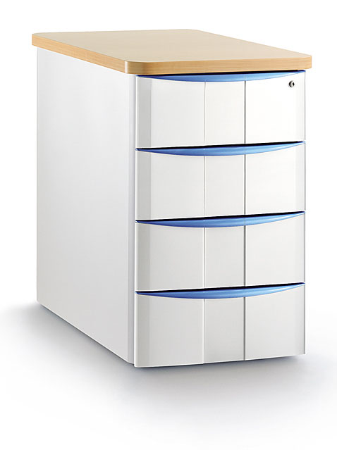 Caisson 4 tiroirs hauteur bureau avec top