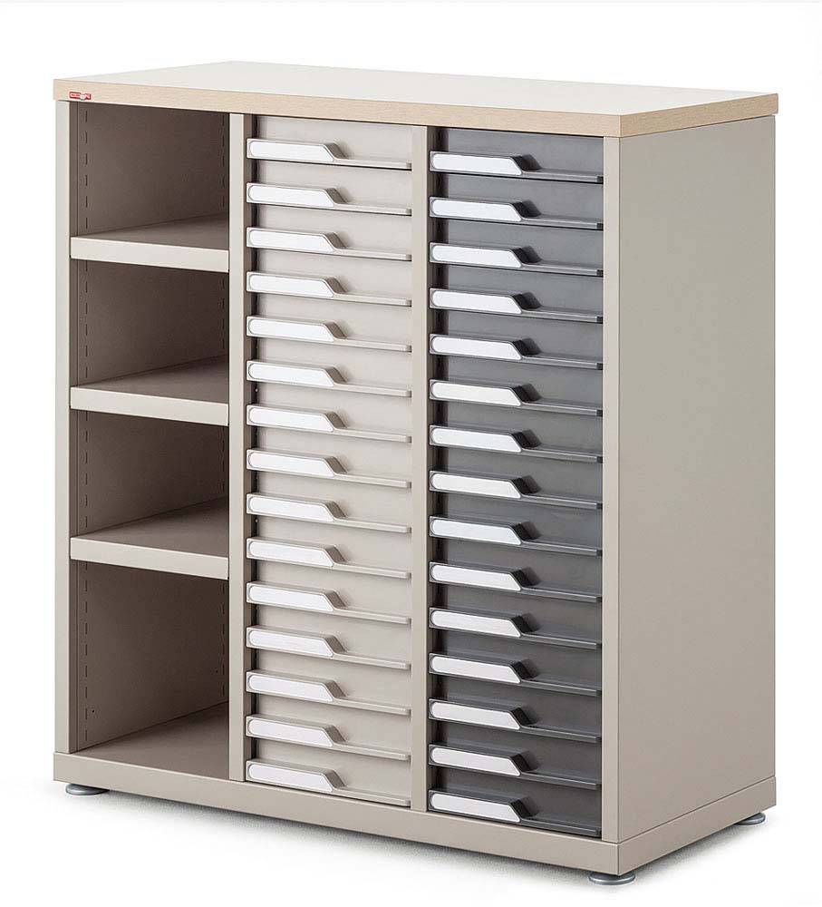 Comptoir mixte 3 colonnes 30 tiroirs et 3 étagères