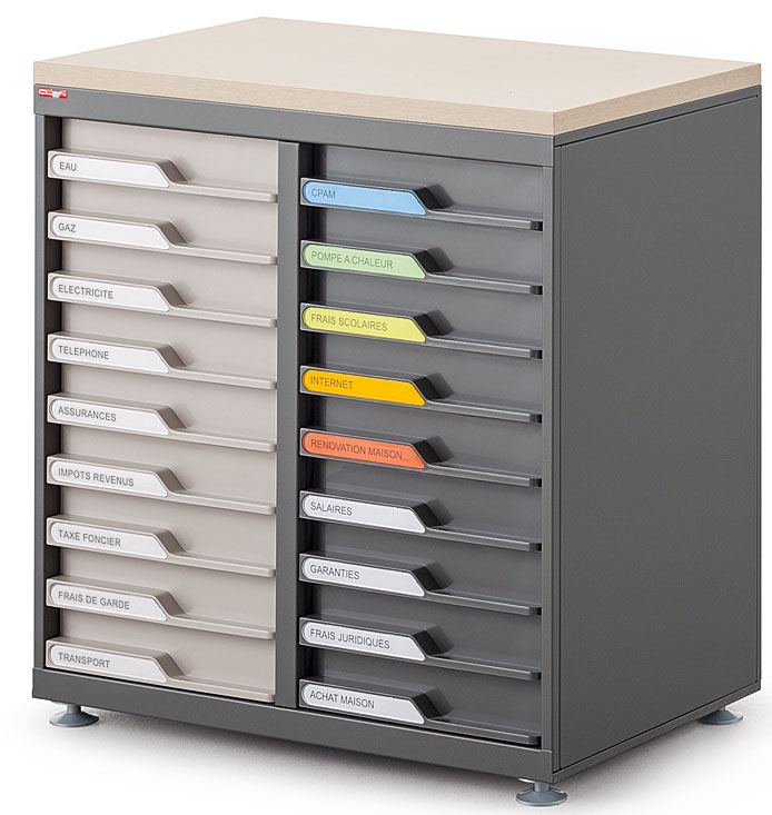 Module de rangement double colonne 18 tiroirs
