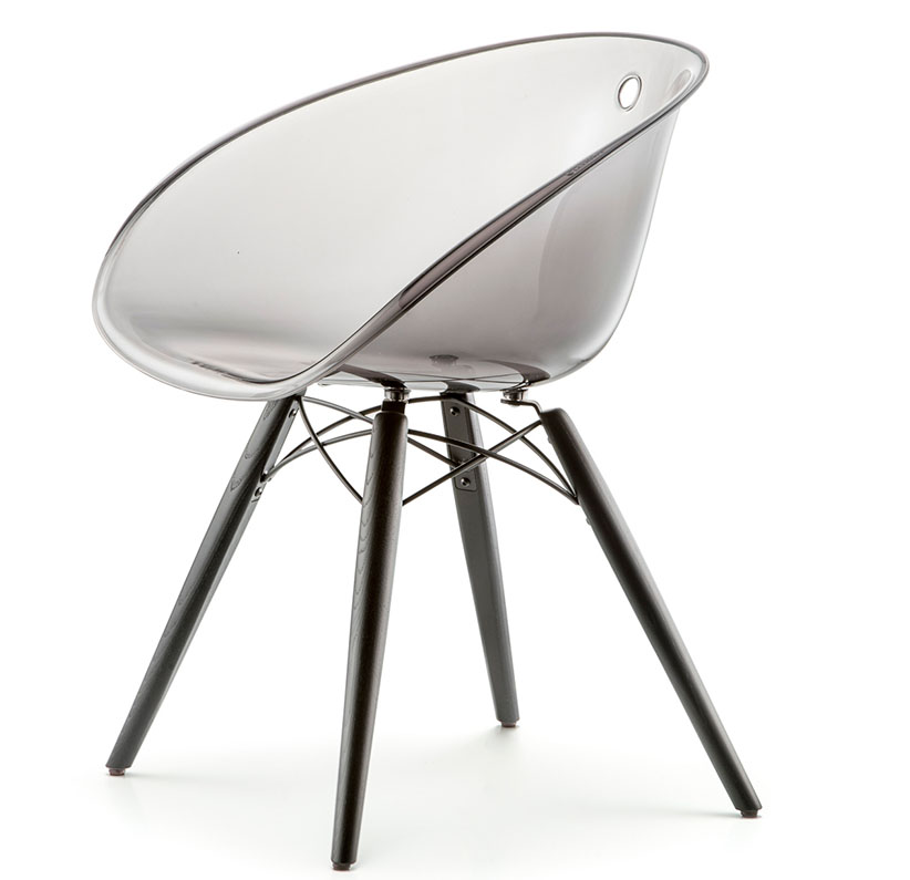 Chaise GLISS transparente piétement bois