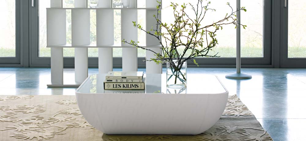 Table Basse Cuir et Verre Cosmos