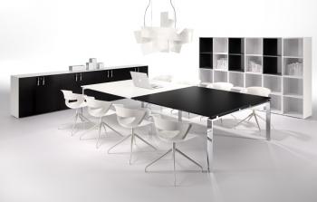  Table de réunion noire et blanche MEDLEY