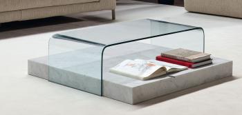 Table Basse Verre sur Socle Marbre Ribbon