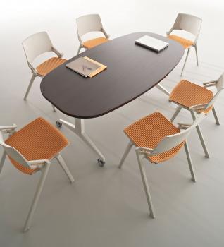 Table ovale avec plateau rabattable