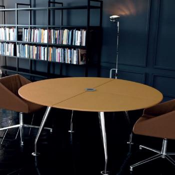  Table ronde de réunion en cuir