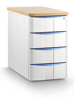 Caisson 4 tiroirs hauteur bureau avec top