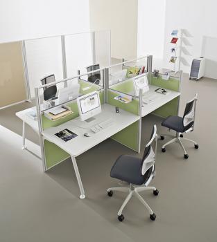 Ensemble de 4 postes KPrim avec cloisons acoustiques