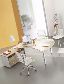 Bureau Courbe Symétrique Orientable avec Desserte