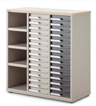Comptoir mixte 3 colonnes 30 tiroirs et 3 étagères