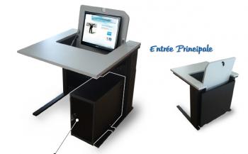 Poste informatique avec écran escamotable