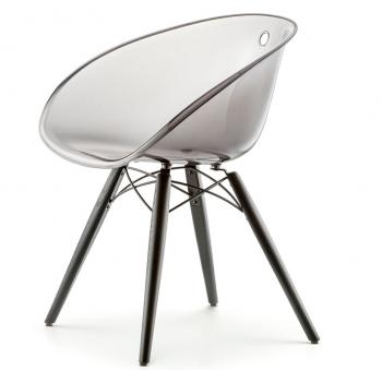 Chaise GLISS transparente piétement bois