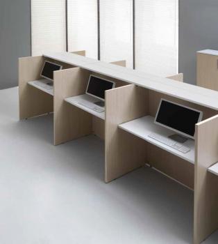Mobilier Call Center 2.0 avec tablettes supérieures