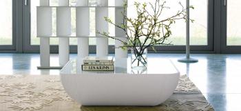 Table Basse Cuir et Verre Cosmos