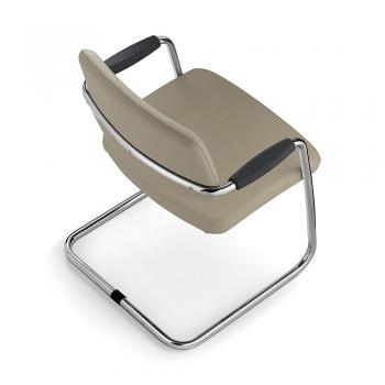 Fauteuil de Réunion LINK+ Cuir Taupe