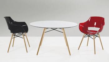 Table Ronde en Stratifié Compact 4 Pieds Bois