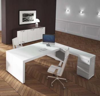 Bureau Executive Laqué et Dessus Verre