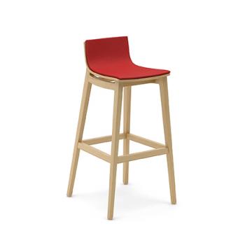 Tabouret Haut Bois Ema Tapissé