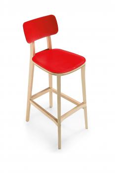 Tabouret Haut Retro Bois et Polypro