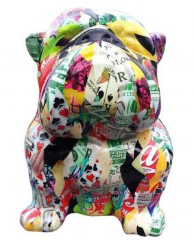 Bouledogue Assis 40 cm (Collage Vintage)