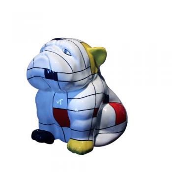 Bouledogue Assis 40 cm (Esprit Mondrian)