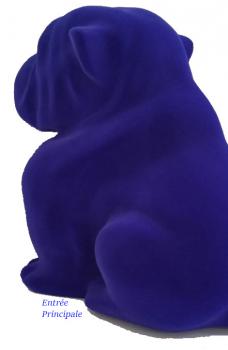 Bouledogue Assis 42 cm Flocage Bleu