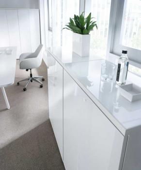 Ensemble de Rangement Bas Eclat avec Top en Verre