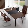 Bureau Cuir Bicolore et Chrome Foncé