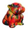 Bouledogue Assis 60 cm Coulures Multicolores