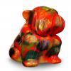 Bouledogue Assis 60 cm Coulures Multicolores
